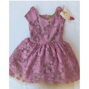 NWT - Joyfolie Size 3 Purple Lace Kids Dress